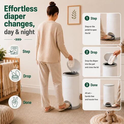OFTY Diaper Pail Refill Bags Compatible with Dekor Plus, 6 Pack Powder Scent Continuous Refill Rolls for Nursery Diaper Disposal, Holds Up to 3,480 Newborn Diapers in Kuwait