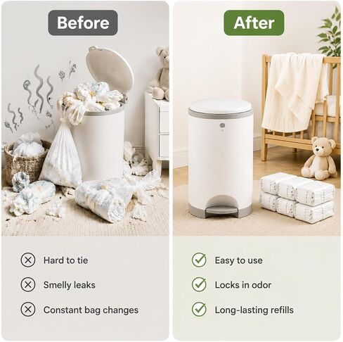 OFTY Diaper Pail Refill Bags Compatible with Dekor Plus, 6 Pack Powder Scent Continuous Refill Rolls for Nursery Diaper Disposal, Holds Up to 3,480 Newborn Diapers in Kuwait