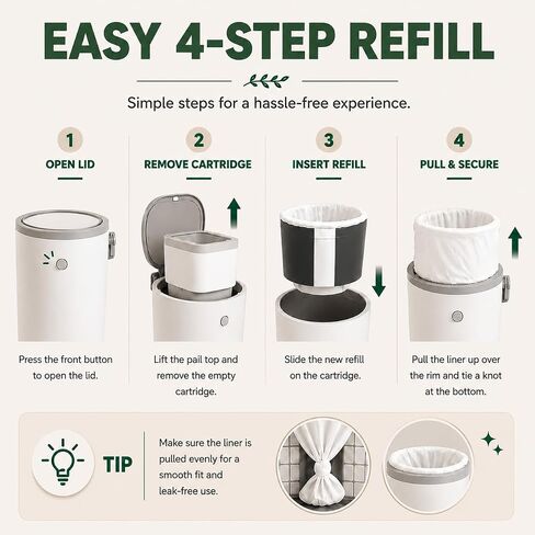 OFTY Diaper Pail Refill Bags Compatible with Dekor Plus, 6 Pack Powder Scent Continuous Refill Rolls for Nursery Diaper Disposal, Holds Up to 3,480 Newborn Diapers in Kuwait