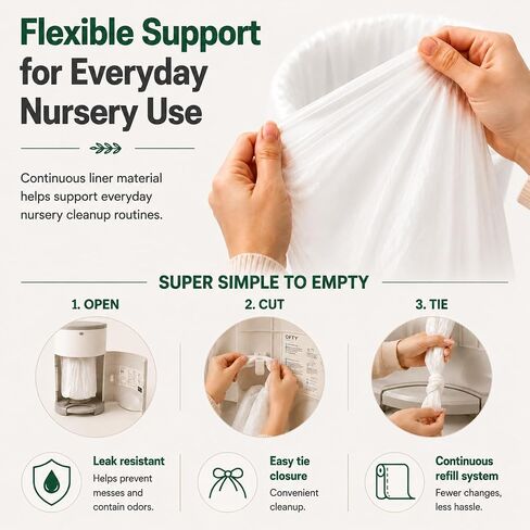 OFTY Diaper Pail Refill Bags Compatible with Dekor Plus, 6 Pack Powder Scent Continuous Refill Rolls for Nursery Diaper Disposal, Holds Up to 3,480 Newborn Diapers in Kuwait