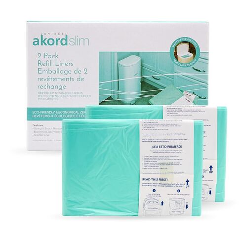 Janibell Akord Slim Can (M280DA) Bundle – 7 Gallon Adult Diaper Pail with Pre-Installed Liner + 1 Additional Continuous Refill in Kuwait