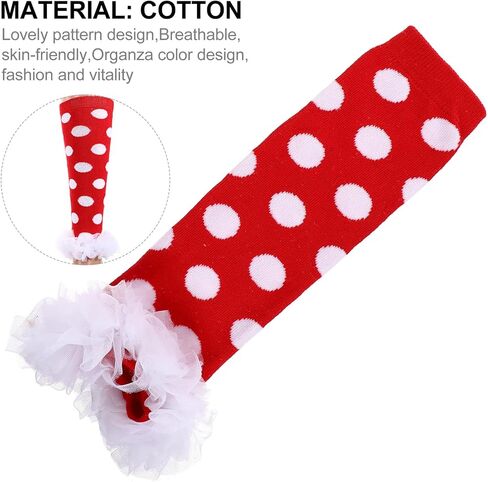 BESPORTBLE 1pair Cotton Leg Warmers for Toddlers Comfortable Leg Covers Dot Pattern and Lace for Indoor and Outdoor Use in Kuwait