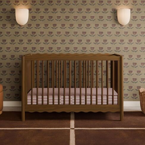 Babyletto Swell Convertible Baby Crib, GREENGUARD Certified, Natural Walnut | Converts to Toddler Bed, Daybed & Full-Size Bed - 4 Adjustable Mattress Heights - Toddler Conversion Kit Included in Kuwait
