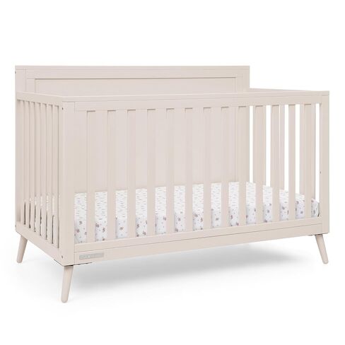 Delta Children Lola 6-in-1 Convertible Crib - Converts from Baby Crib to Toddler Bed, Daybed, Sofa Bed and Full-Size Bed with and Without Footboard, Fits Standard Full-Size Crib Mattress, Soft Beige in Kuwait