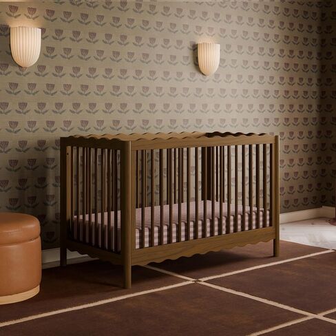 Babyletto Swell Convertible Baby Crib, GREENGUARD Certified, Natural Walnut | Converts to Toddler Bed, Daybed & Full-Size Bed - 4 Adjustable Mattress Heights - Toddler Conversion Kit Included in Kuwait
