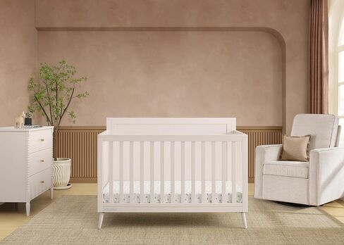 Delta Children Lola 6-in-1 Convertible Crib - Converts from Baby Crib to Toddler Bed, Daybed, Sofa Bed and Full-Size Bed with and Without Footboard, Fits Standard Full-Size Crib Mattress, Soft Beige in Kuwait