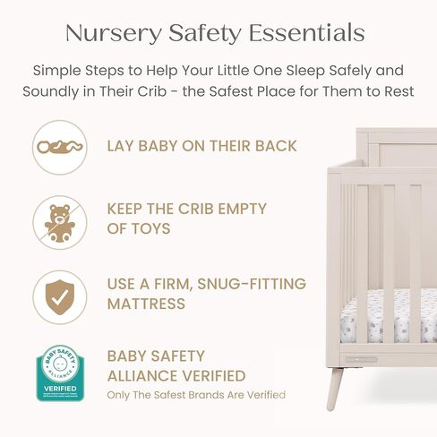 Delta Children Lola 6-in-1 Convertible Crib - Converts from Baby Crib to Toddler Bed, Daybed, Sofa Bed and Full-Size Bed with and Without Footboard, Fits Standard Full-Size Crib Mattress, Soft Beige in Kuwait