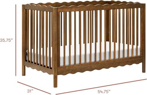 Babyletto Swell Convertible Baby Crib, GREENGUARD Certified, Natural Walnut | Converts to Toddler Bed, Daybed & Full-Size Bed - 4 Adjustable Mattress Heights - Toddler Conversion Kit Included in Kuwait