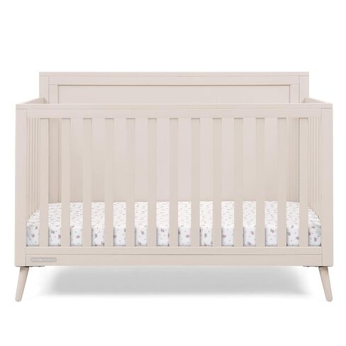 Delta Children Lola 6-in-1 Convertible Crib - Converts from Baby Crib to Toddler Bed, Daybed, Sofa Bed and Full-Size Bed with and Without Footboard, Fits Standard Full-Size Crib Mattress, Soft Beige in Kuwait