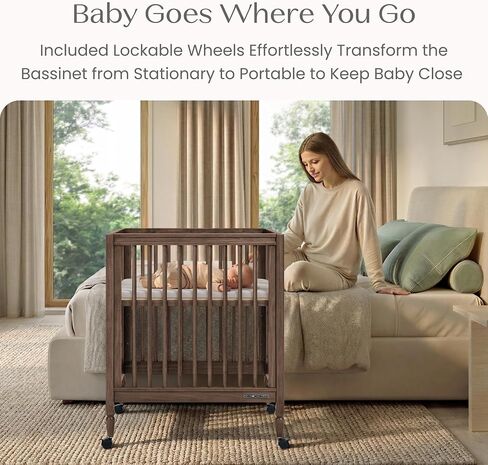 Delta Children Jalen Grow with Me 9-in-1 Convertible Crib, Teak Brown | Greenguard Gold Certified Crib Converts from Portable Bassinet to Crib, Toddler Bed, Daybed, Love Seat, Twin Bed & Full Bed in Kuwait
