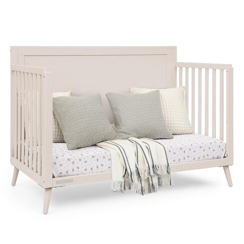 Delta Children Lola 6-in-1 Convertible Crib - Converts from Baby Crib to Toddler Bed, Daybed, Sofa Bed and Full-Size Bed with and Without Footboard, Fits Standard Full-Size Crib Mattress, Soft Beige in Kuwait