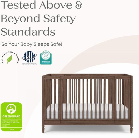 Delta Children Jalen Grow with Me 9-in-1 Convertible Crib, Teak Brown | Greenguard Gold Certified Crib Converts from Portable Bassinet to Crib, Toddler Bed, Daybed, Love Seat, Twin Bed & Full Bed in Kuwait