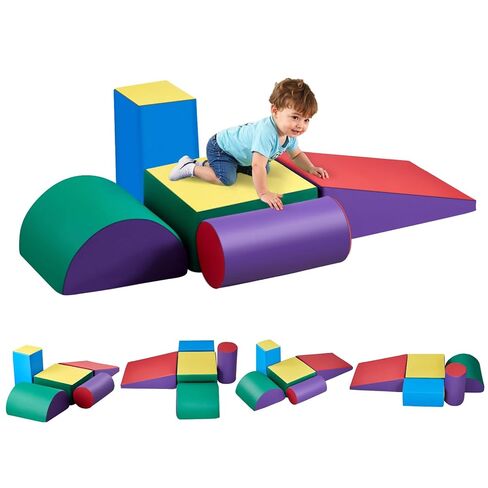 VEVOR Climbing Toys, 7-Piece Set, Foam Climbing Toys for Toddlers 3 to 14 Years Old, PU Leather Climbing Blocks, Indoor Climb and Crawl Activity Playset for Crawling & Sliding, Easy to Clean in Kuwait