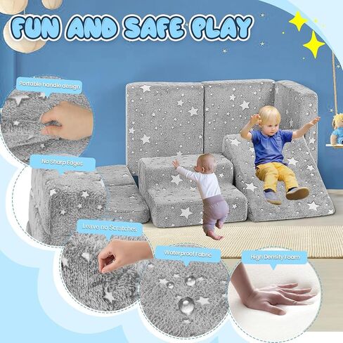 5pcs Foam Climbing Blocks for Toddlers 1-3, Safety First Toddler Climbing Toys Indoor, Soft Play Toys for Infant, Ideal Crawling and Exploration Play Set for Baby Gym/Toddler Playground in Kuwait