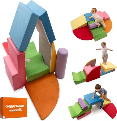 Foam Climbing Blocks for Toddlers 1-3 & Babies - Baby Climbing Blocks Soft Play Set, Toddler Climbing Toys for 1 Year Old, 7pc Foam Play Gym, Crawling Climber & Soft Play Equipment for Infant Kids in Kuwait