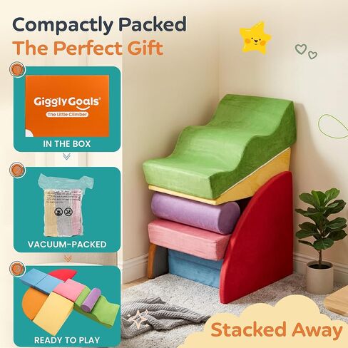 Foam Climbing Blocks for Toddlers 1-3 & Babies - Baby Climbing Blocks Soft Play Set, Toddler Climbing Toys for 1 Year Old, 7pc Foam Play Gym, Crawling Climber & Soft Play Equipment for Infant Kids in Kuwait