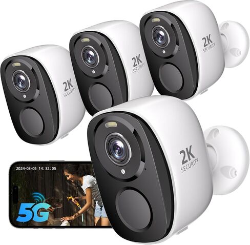 Rraycom 2Pack 5G/2.4G WiFi Security Cameras Wireless Outdoor, 2K Battery Powered Cameras for Home Security with AI Motion Detection, Color Night Vision, Siren, 2-Way-Audio, Works/Alexa,Waterproof in Kuwait