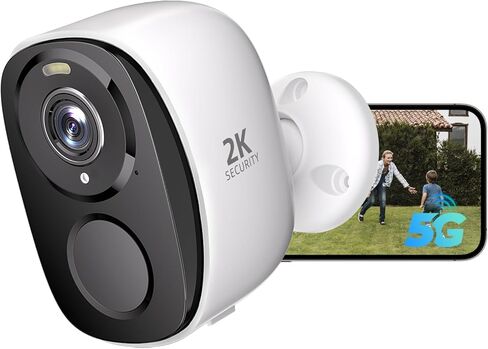 Rraycom 2Pack 5G/2.4G WiFi Security Cameras Wireless Outdoor, 2K Battery Powered Cameras for Home Security with AI Motion Detection, Color Night Vision, Siren, 2-Way-Audio, Works/Alexa,Waterproof in Kuwait