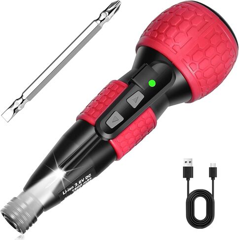3.6V Cordless Electric Screwdriver - Magnetic 2-in-1(Manual & Automatic) with Forward/Reverse, 1800mAh USB-C Battery, LED Delay Light, Power Screwdrivers Set, Portable Automatic Home Repair Tool Kit in Saudi Arabia