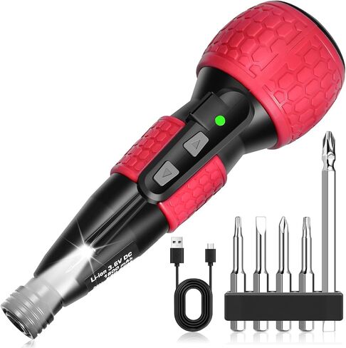 3.6V Cordless Electric Screwdriver - Magnetic 2-in-1(Manual & Automatic) with Forward/Reverse, 1800mAh USB-C Battery, LED Delay Light, Power Screwdrivers Set, Portable Automatic Home Repair Tool Kit in Saudi Arabia