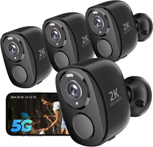 Rraycom 2Pack 5G/2.4G WiFi Security Cameras Wireless Outdoor, 2K Battery Powered Cameras for Home Security with AI Motion Detection, Color Night Vision, Siren, 2-Way-Audio, Works/Alexa,Waterproof in Kuwait