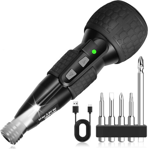 3.6V Cordless Electric Screwdriver - Magnetic 2-in-1(Manual & Automatic) with Forward/Reverse, 1800mAh USB-C Battery, LED Delay Light, Power Screwdrivers Set, Portable Automatic Home Repair Tool Kit in Saudi Arabia