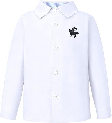Jecson Boys Dress Shirts Boys Button Down Shirt Long Sleeve 2-6Y | Soft breathable cotton-blend fabric resists shrinking and fading for lasting comfort and everyday wear in Kuwait