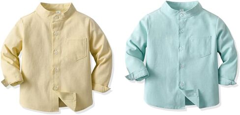Toddler 2 Pack Baby Boys Gentleman Shirts Little Girls Long Sleeve Formal Tops Casual Clothes in Kuwait