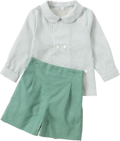 Twoflower Toddler baby boys' clothing sets boy outfit fall Long sleeve Button Down Shirts in Kuwait
