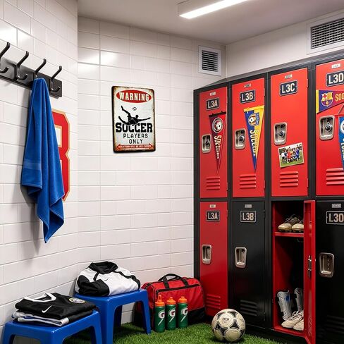 Soccer Player Only Warning Sign, Vintage Metal Wall Decor Football Plaque for Boys Bedroom,Sports Bar,Game Room, Ideal Gift for Soccer Lovers 8x12 Inch in Kuwait