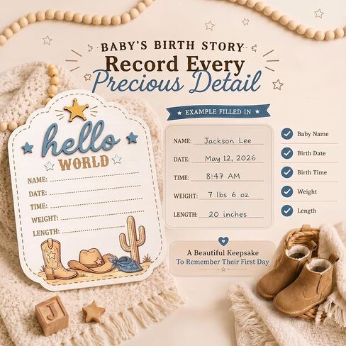 Hello World Newborn Sign, Birth Announcement Sign For New Baby, Nursery in Kuwait