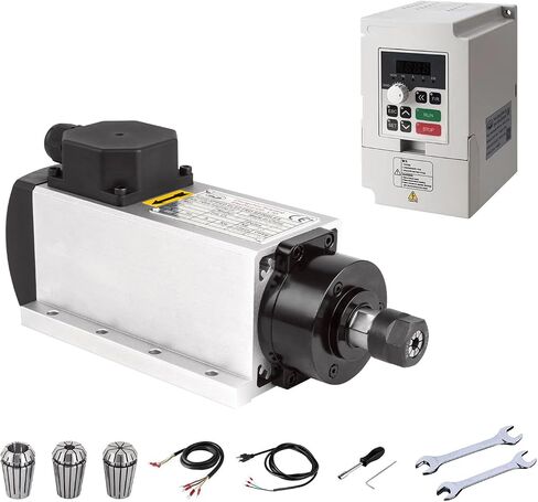 CNC Spindle Motor Kits,110V 1.5KW ER16 Square Air Cooled Spindle Motor CNC Spindle CNC Motor + 110V 1.5KW VFD + Collets Set ER16+ Wires+Wrenches for CNC Router Machine in Kuwait
