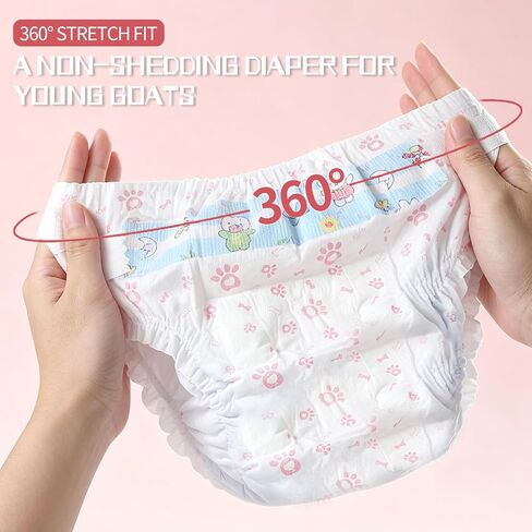 Pet Diapers, Goat Diapers for Females,M Waist Size 28-48/10 Pieces All-Absorb Disposable Secure Fit, Breathable Absorbency, Leak Guard, Cute Patterns, Stays Dry Longer, Goats to Move Freely Indoors in Kuwait