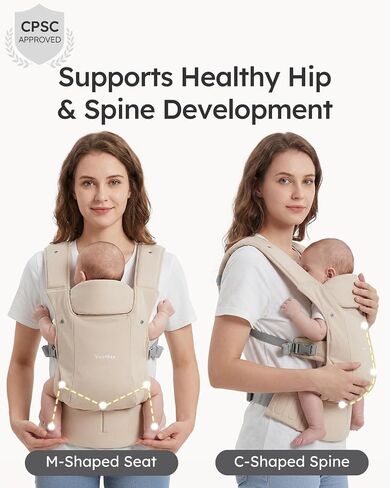 Yoofoss Baby Carrier - Ergonomic Lightweight, Adjustable Flip 4-in-1 with Hip & Lumbar Support, No Back Pain, Effortless to Put On, Baby Carrier Newborn to Toddler 7-35 lbs, Ivory in Kuwait