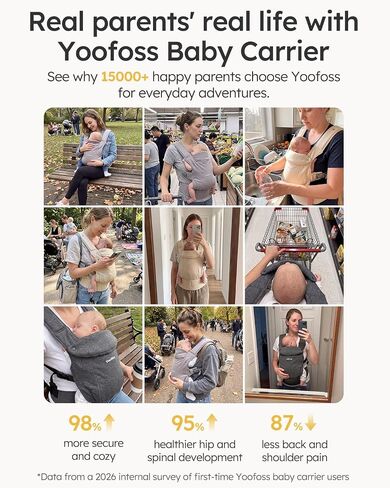 Yoofoss Baby Carrier - Ergonomic Lightweight, Adjustable Flip 4-in-1 with Hip & Lumbar Support, No Back Pain, Effortless to Put On, Baby Carrier Newborn to Toddler 7-35 lbs, Ivory in Kuwait