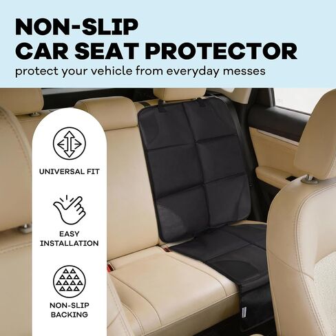 Hoovy Car Seat Protector, Non-Slip Backing, Universal Fit, Lightweight, 18x50 Inch, Black in Kuwait
