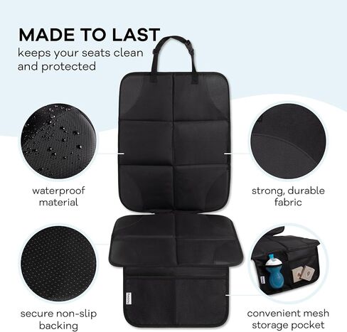 Hoovy Car Seat Protector, Non-Slip Backing, Universal Fit, Lightweight, 18x50 Inch, Black in Kuwait