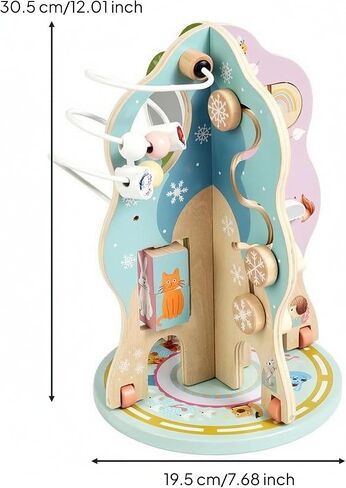 Children Bead Tree Activity Board Maze with Sliding Wooden Pieces Wire Tracks Movable Beads Hands-On Functionality Suitable for Early Learning Playroom in Kuwait