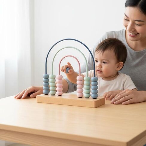 Wooden Bead Maze Toy Counting Frame Abacus Counter Bead Rollercoaster Sensory Activity Beech Wood Base for Fine Motor Skills and Counting Practice Suitable for Preschool Classroom in Kuwait