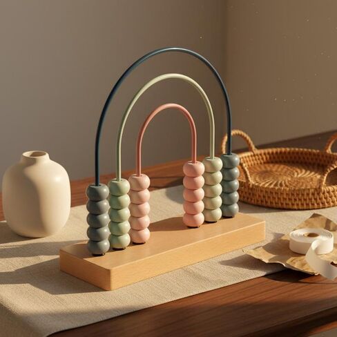 Wooden Bead Maze Toy Counting Frame Abacus Counter Bead Rollercoaster Sensory Activity Beech Wood Base for Fine Motor Skills and Counting Practice Suitable for Preschool Classroom in Kuwait