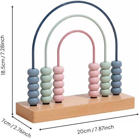Wooden Bead Maze Toy Counting Frame Abacus Counter Bead Rollercoaster Sensory Activity Beech Wood Base for Fine Motor Skills and Counting Practice Suitable for Preschool Classroom in Kuwait