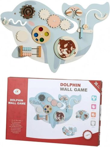 Menolana Children Wall Game Board Wooden Activity Board with Gears Beads Maze Track Sliding Parts Encourages Fine Motor Skills and Sensory Play Suitable for Playroom Bedroom Classroom Nursery in Kuwait