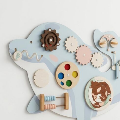 Menolana Children Wall Game Board Wooden Activity Board with Gears Beads Maze Track Sliding Parts Encourages Fine Motor Skills and Sensory Play Suitable for Playroom Bedroom Classroom Nursery in Kuwait