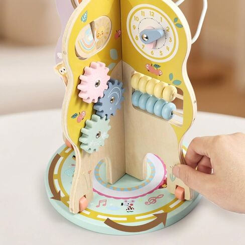 Almencla Children Bead Tree Bead Maze Activity Board with Wire Tracks Sliding Wooden Pieces Movable Beads Interactive Play Suitable for Educational Gift Playroom in Kuwait