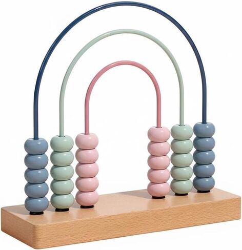 Wooden Bead Maze Toy Counting Frame Abacus Counter Bead Rollercoaster Sensory Activity Beech Wood Base for Fine Motor Skills and Color Recognition Suitable for Preschool Classroom in Kuwait