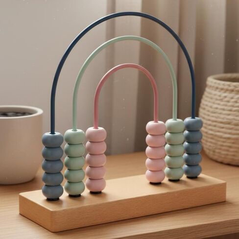 Wooden Bead Maze Toy Counting Frame Abacus Counter Bead Rollercoaster Sensory Activity Beech Wood Base for Fine Motor Skills and Color Recognition Suitable for Preschool Classroom in Kuwait