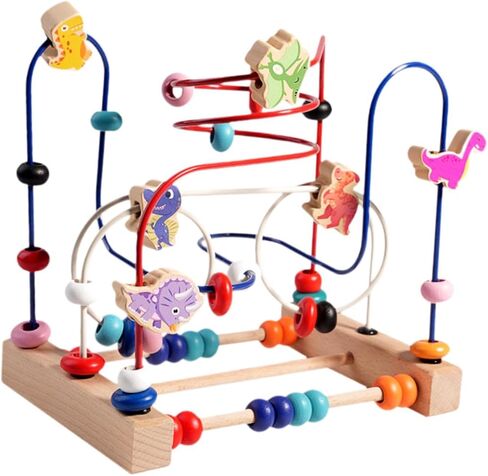 Wooden Bead Maze Toy Dinosaur Bead Maze Hand Eye Coordination Multifunctional in Kuwait