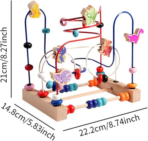Wooden Bead Maze Toy Dinosaur Bead Maze Hand Eye Coordination Multifunctional in Kuwait