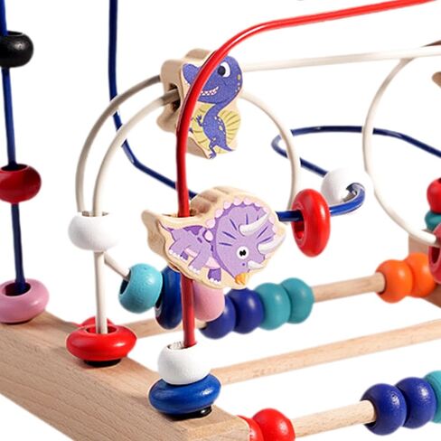 Wooden Bead Maze Toy Dinosaur Bead Maze Hand Eye Coordination Multifunctional in Kuwait