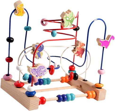 Wooden Bead Maze Toy Dinosaur Bead Maze Hand Eye Coordination Multifunctional in Kuwait